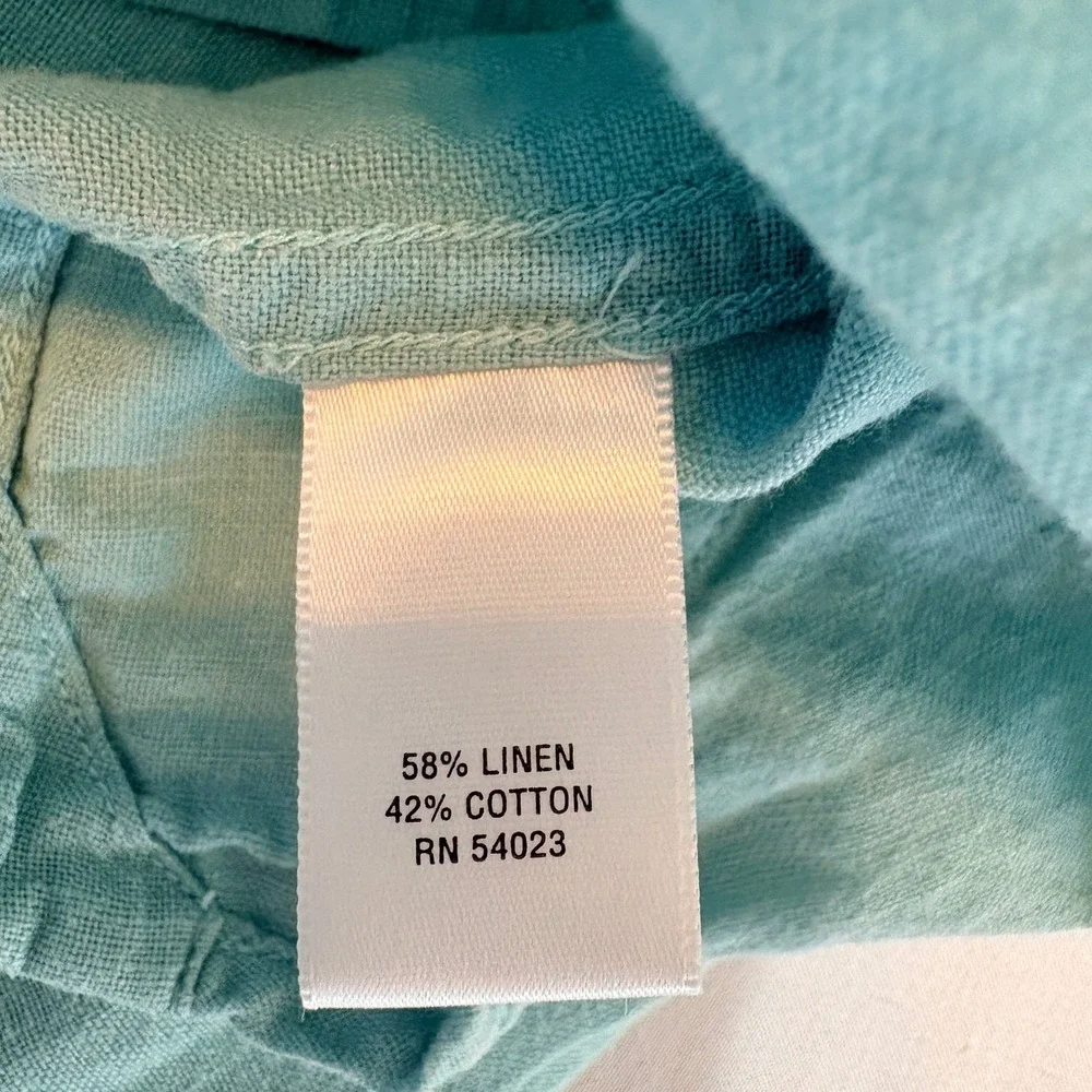 Banana Republic Button Down Shirt Mens XL Green Linen Cotton Blend Long Sleeve